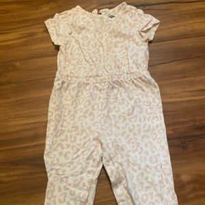Cream colored leopard print jumpsuit